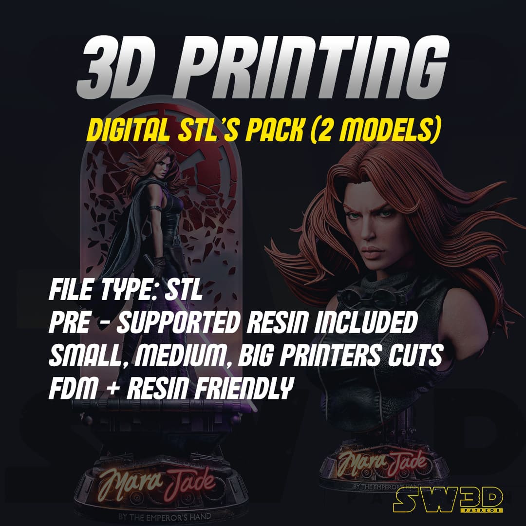 Mara Jade Sculpture and Bust Model Pack (2 Models) - Image 2