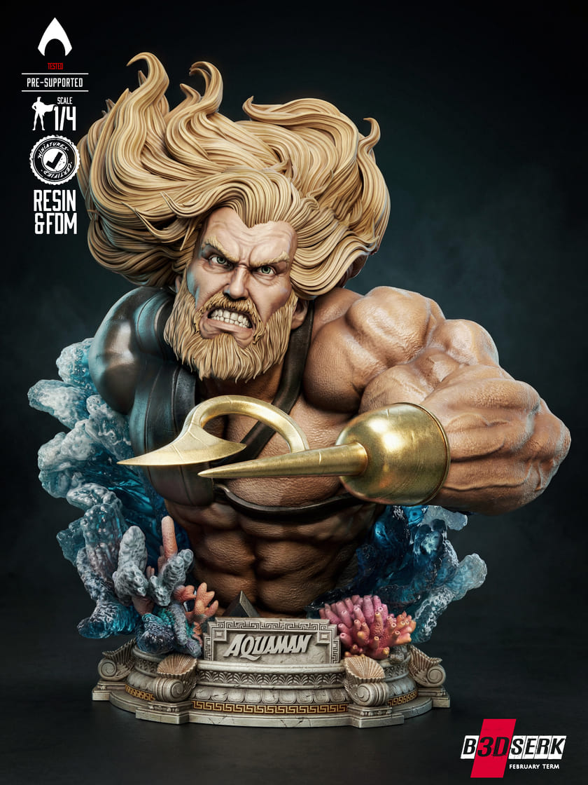 Aquaman Sculpture and Bust Model Pack (2 Models) - Image 9