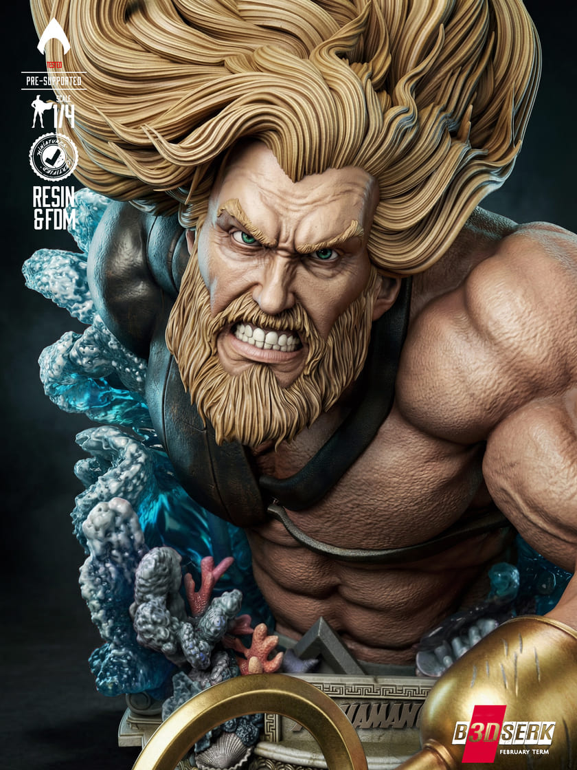 Aquaman Sculpture and Bust Model Pack (2 Models) - Image 10
