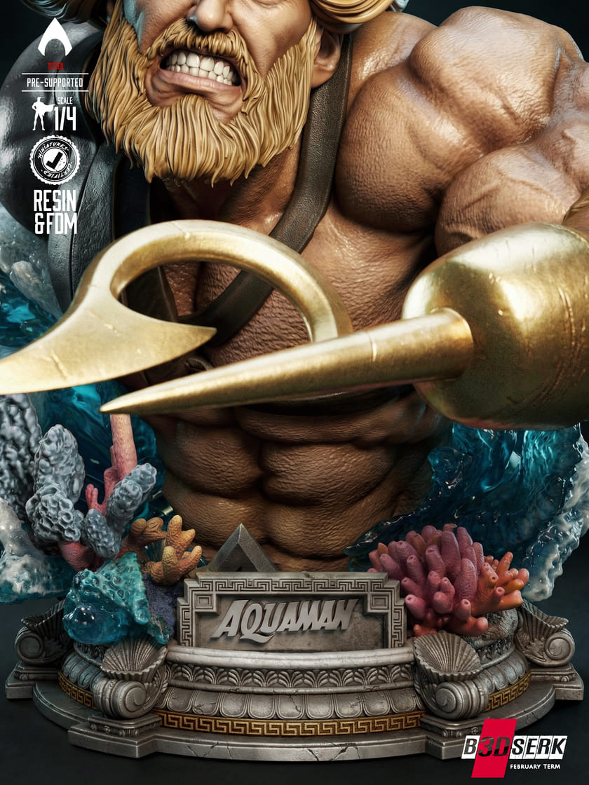 Aquaman Sculpture and Bust Model Pack (2 Models) - Image 12