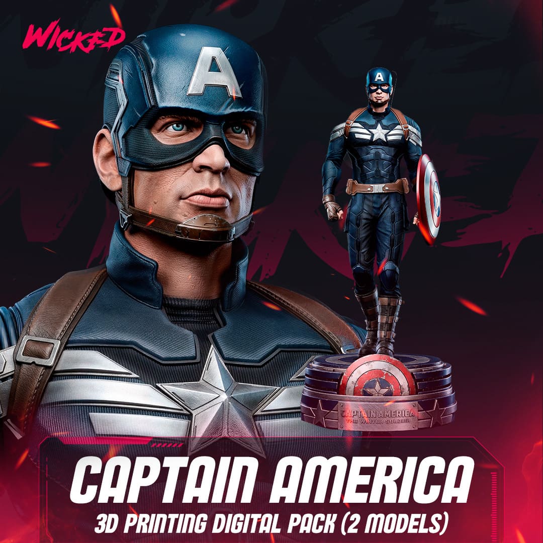 Captain America Sculpture and Bust Model Pack (2 Models)