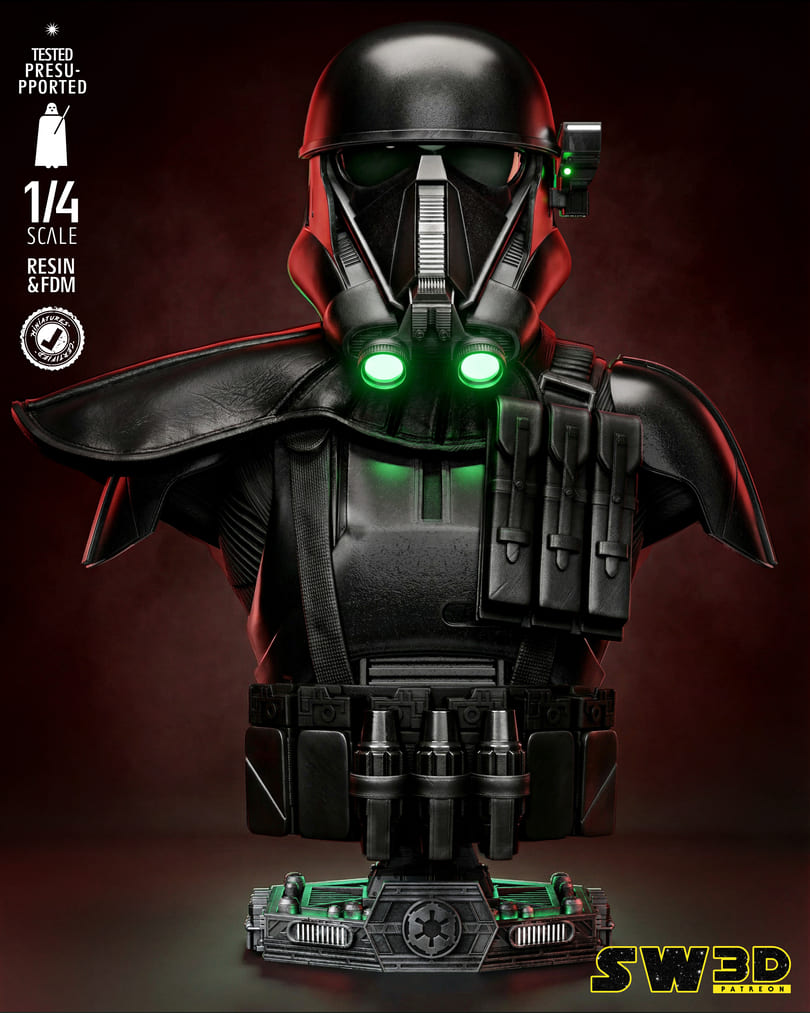 Death Trooper Sculpture and Bust Model Pack (2 Models) - Image 6