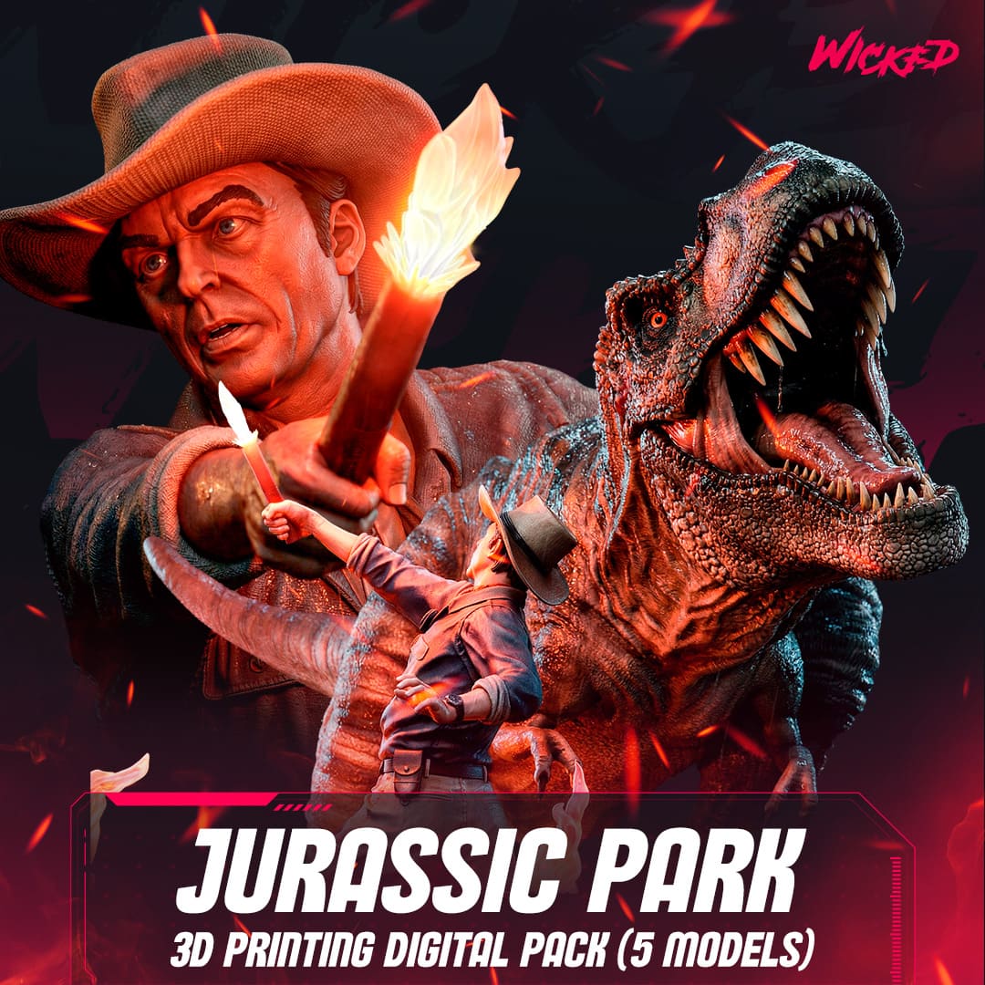 Jurassic Park Diorama, Sculptures and Busts Model Pack (5 Models)