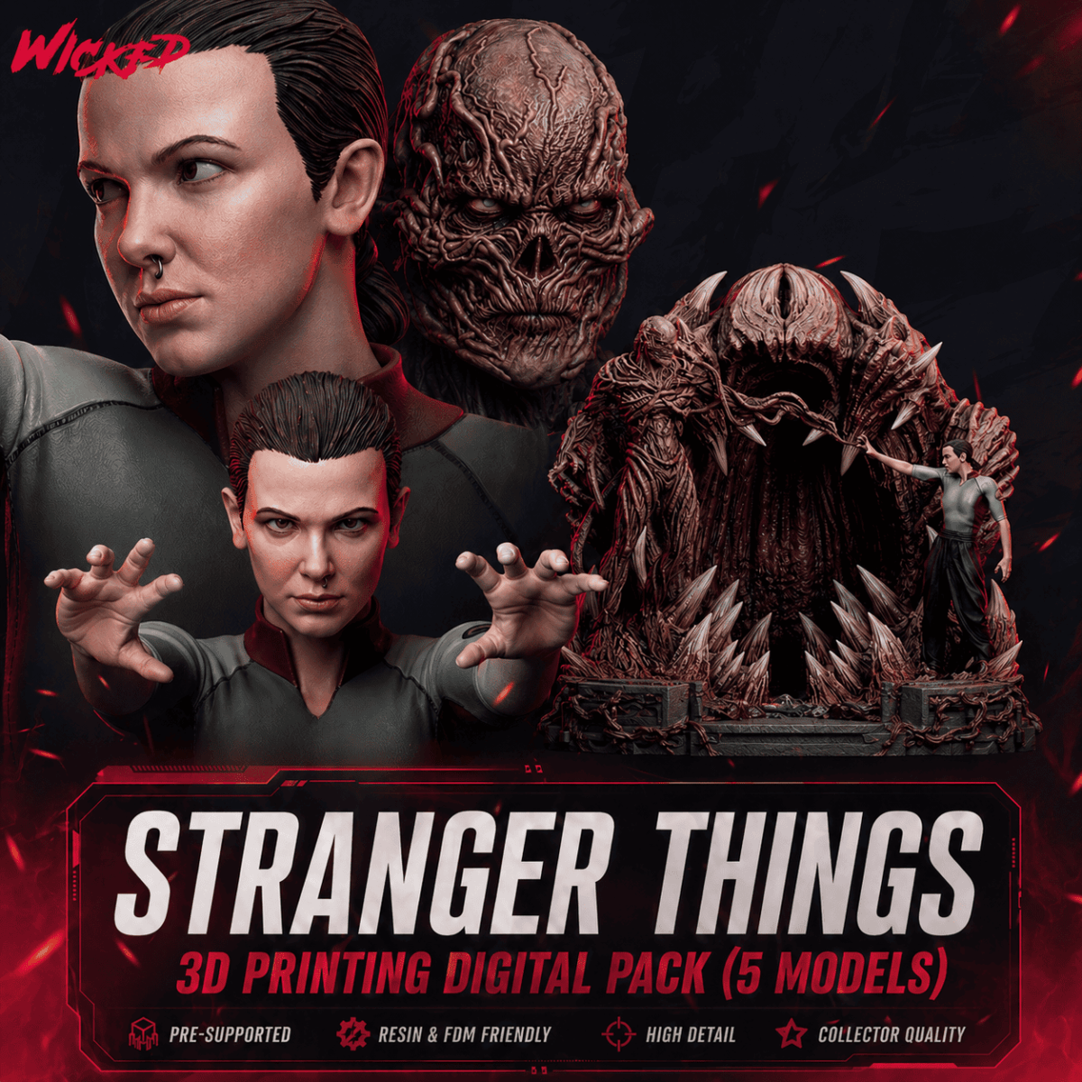 Stranger Things Diorama, Sculptures and Busts Model Pack (5 Models)
