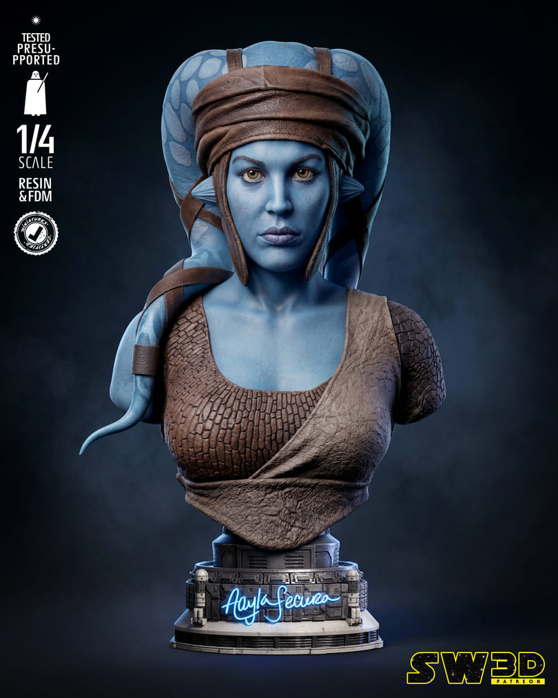 Aayla Secura Sculpture and Bust Model Pack (2 Models) - Image 9