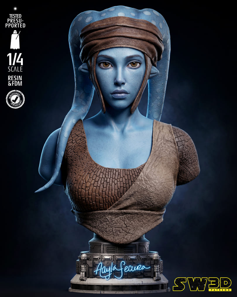 Aayla Secura Sculpture and Bust Model Pack (2 Models) - Image 10
