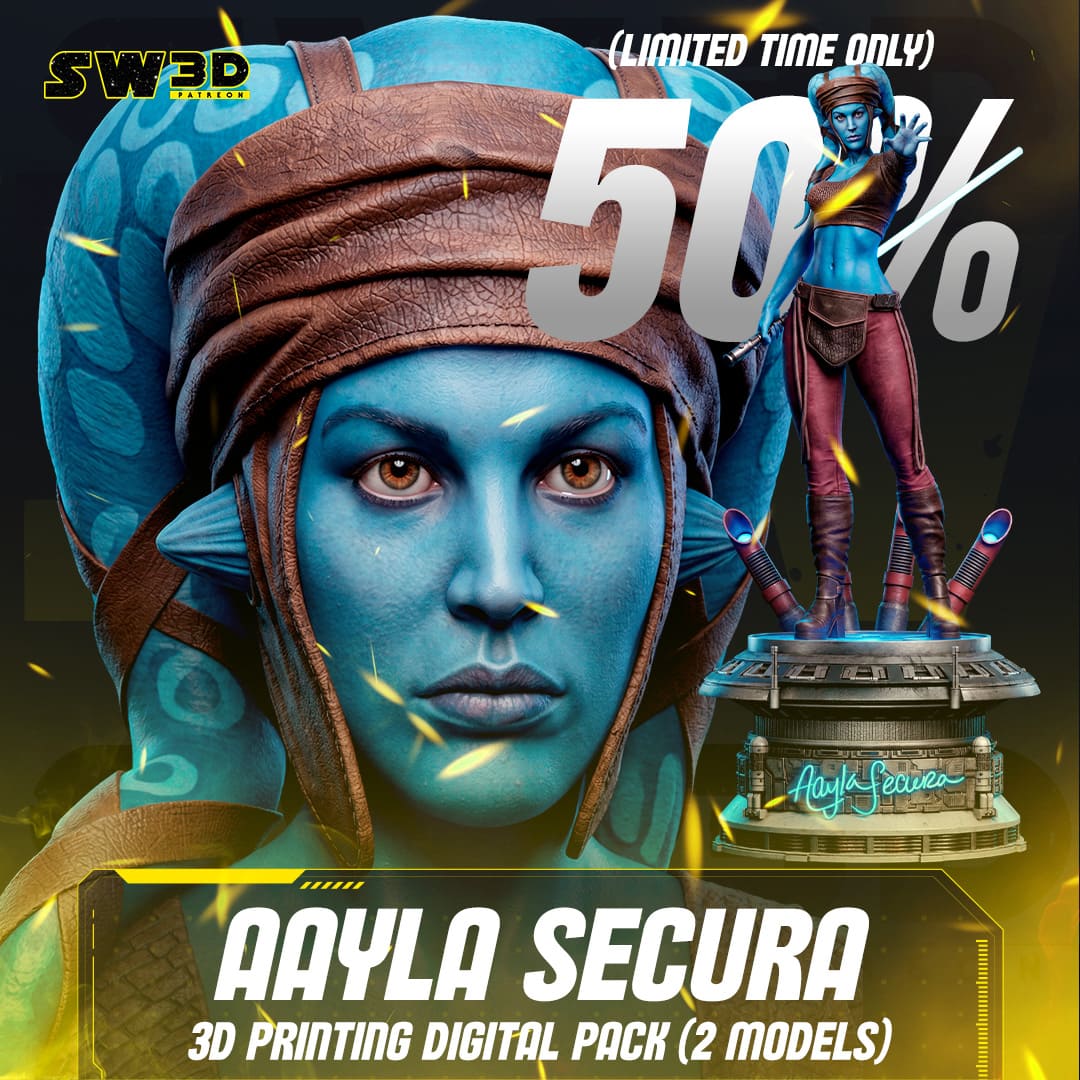 Aayla Secura Sculpture and Bust Model Pack (2 Models) - Image 12