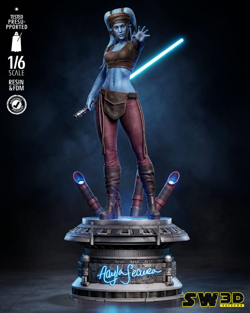 Aayla Secura Sculpture and Bust Model Pack (2 Models) - Image 3