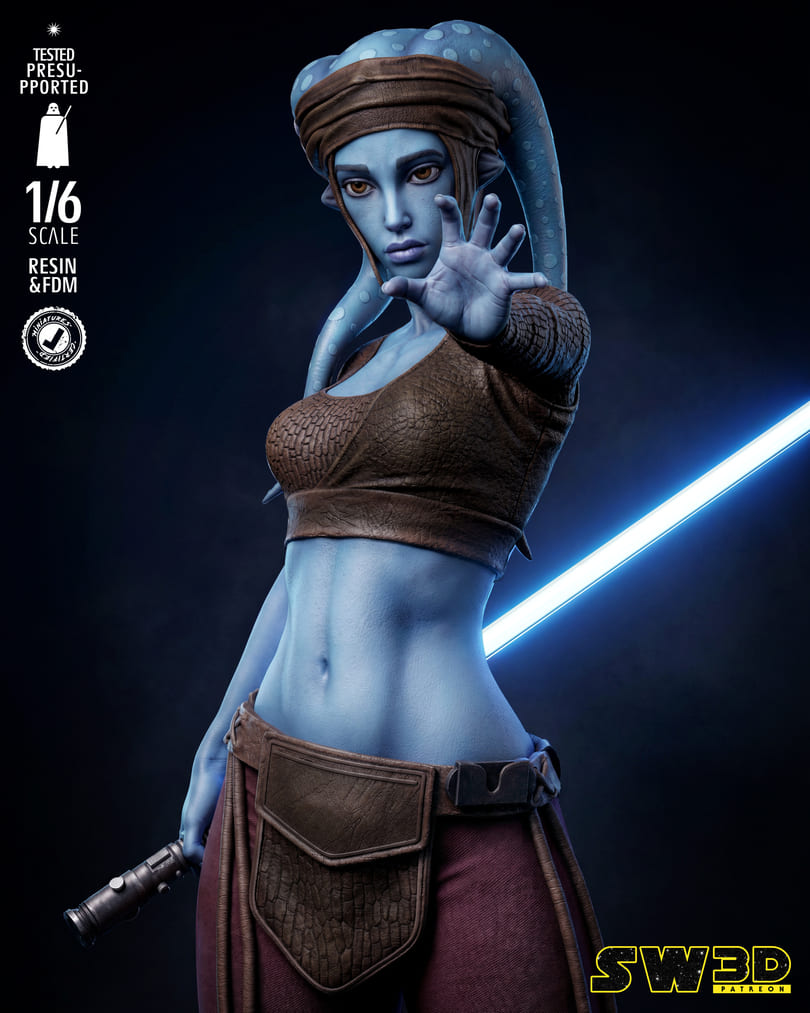 Aayla Secura Sculpture and Bust Model Pack (2 Models) - Image 5
