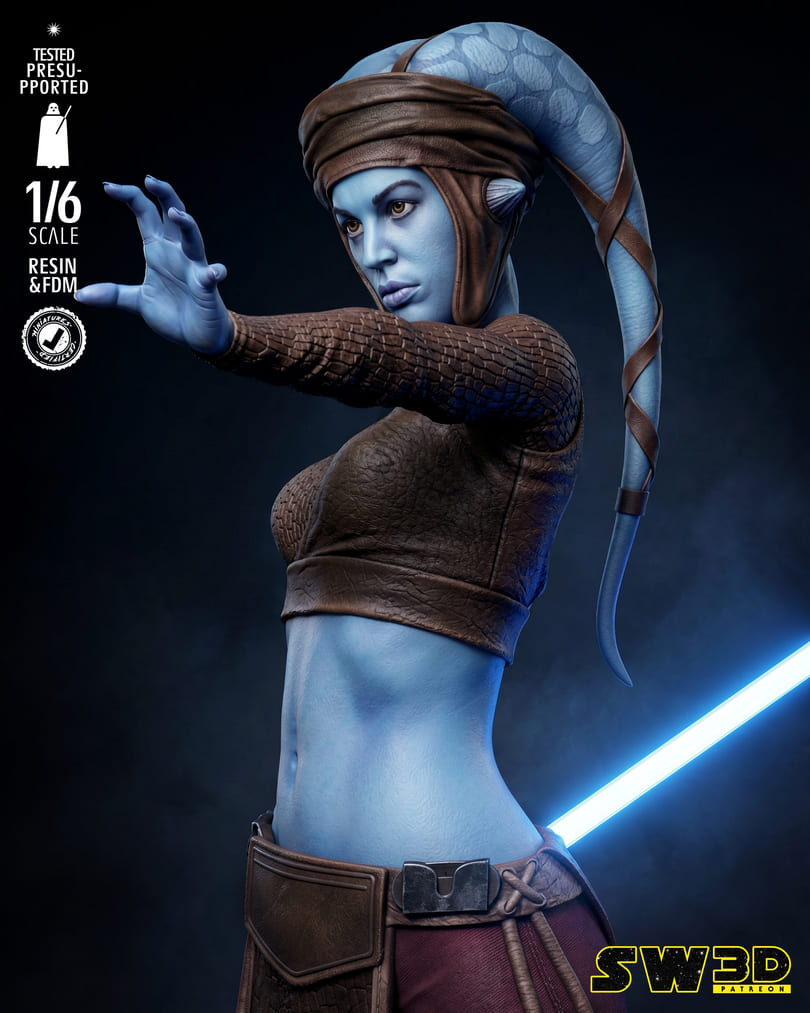 Aayla Secura Sculpture and Bust Model Pack (2 Models) - Image 6