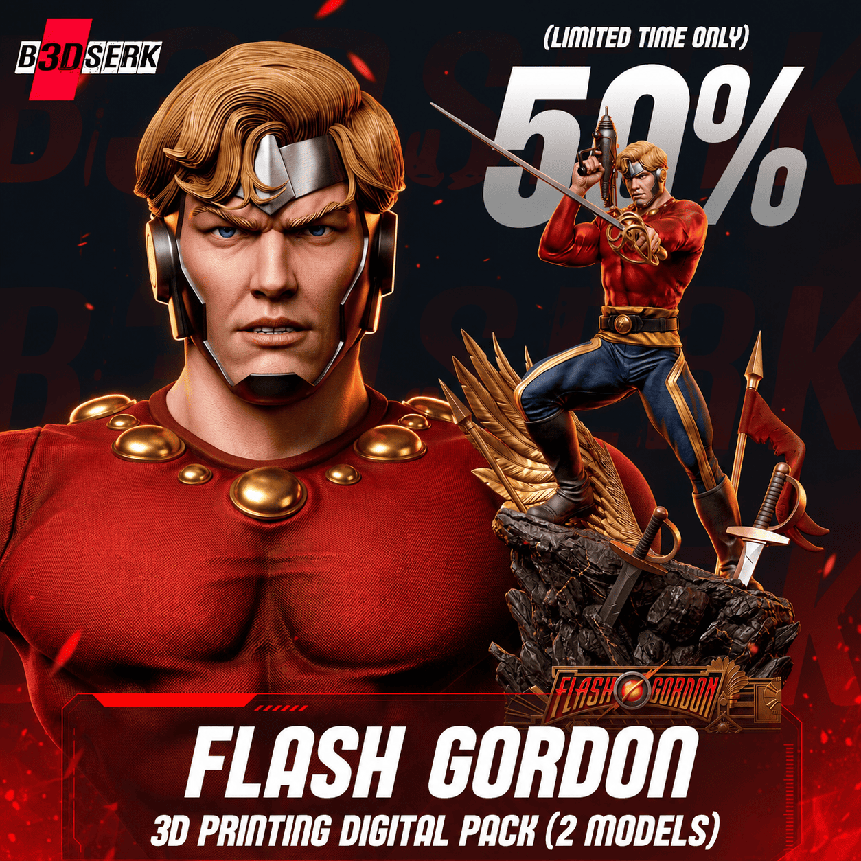 Flash Gordon Sculpture and Bust Model Pack (2 Models) - Image 12