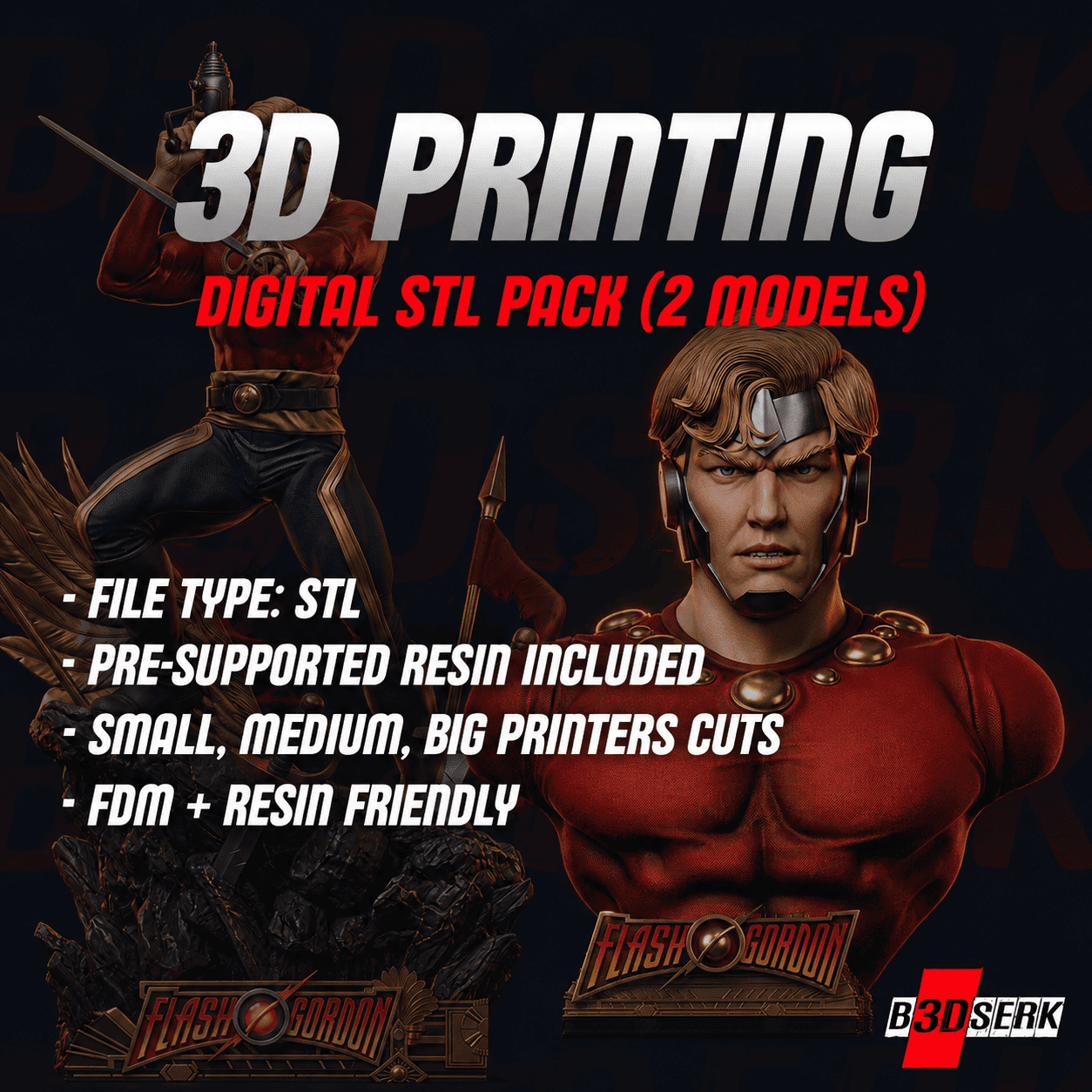 Flash Gordon Sculpture and Bust Model Pack (2 Models) - Image 2