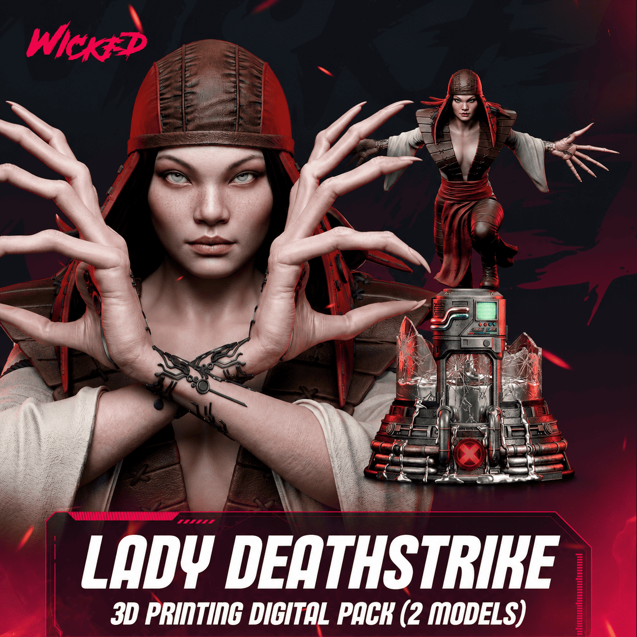 Lady Deathstrike Sculptures and Busts Model Pack (2 Models)
