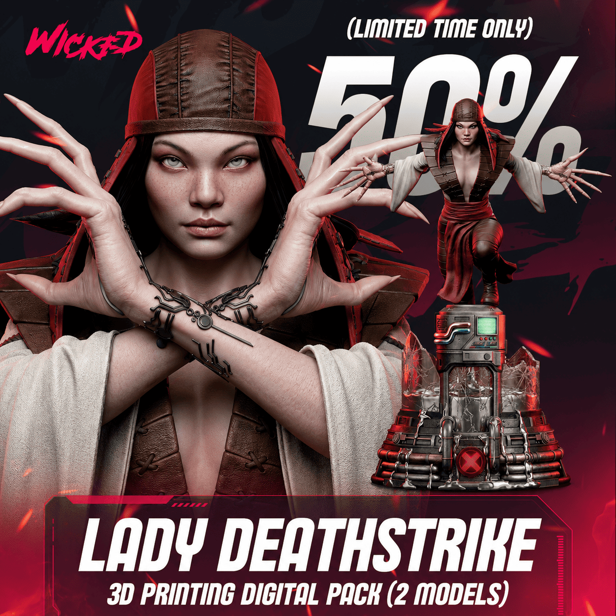 Lady Deathstrike Sculptures and Busts Model Pack (2 Models) - Image 14
