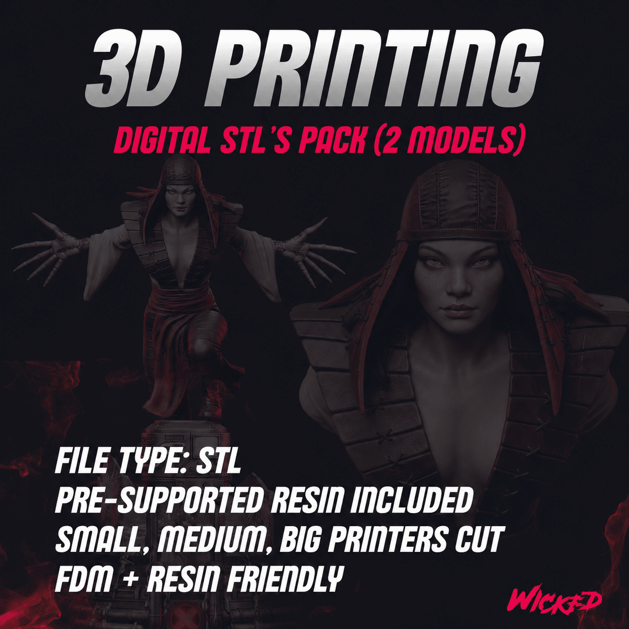 Lady Deathstrike Sculptures and Busts Model Pack (2 Models) - Image 2
