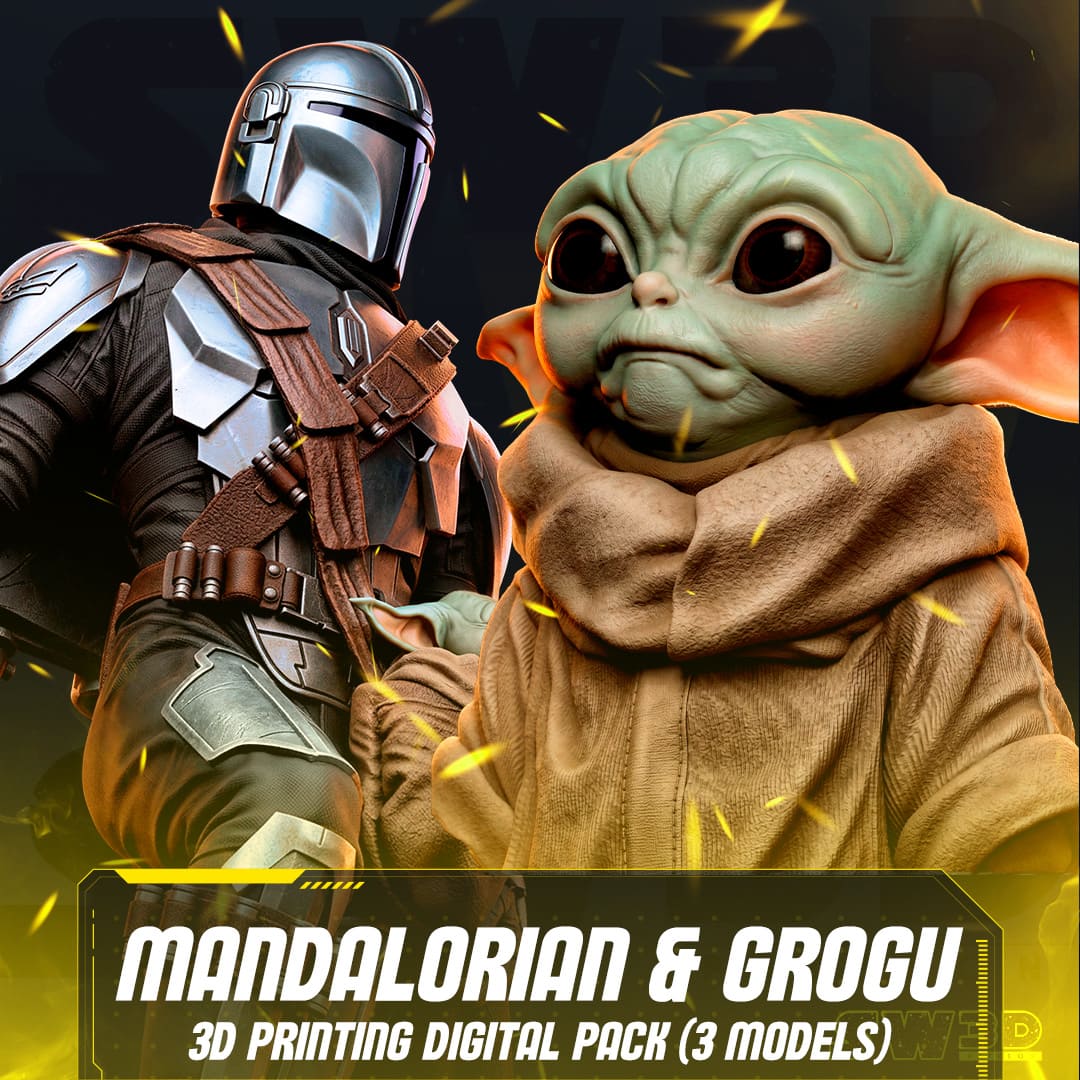 Mandalorian and Grogu Sculpture and Bust Model Pack (3 Models)