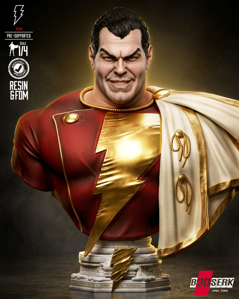 Shazam Sculpture and Bust Model Pack (2 Models) - Image 11