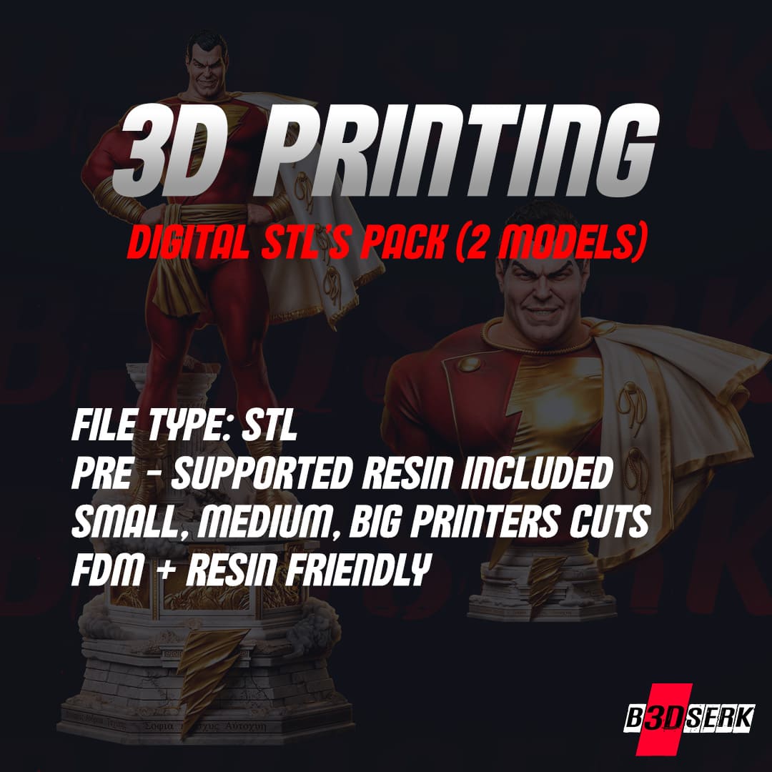 Shazam Sculpture and Bust Model Pack (2 Models) - Image 2