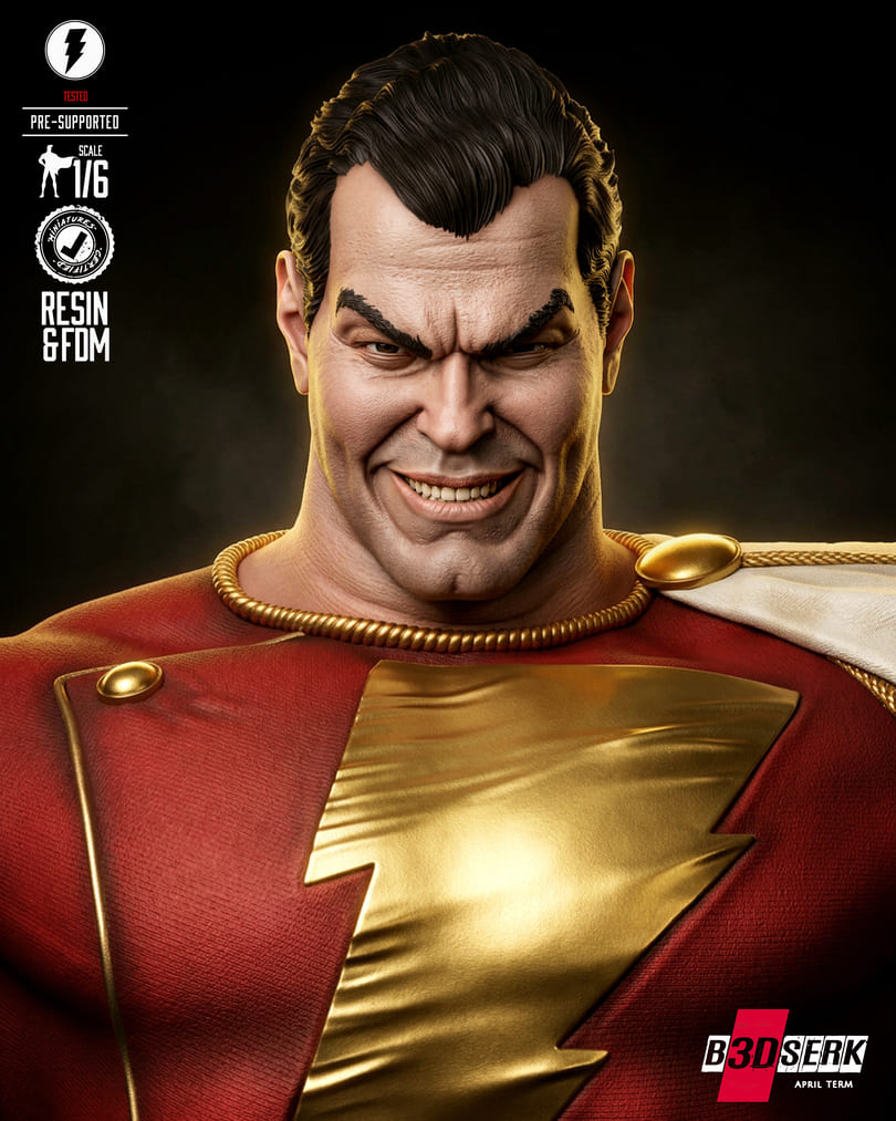 Shazam Sculpture and Bust Model Pack (2 Models) - Image 6