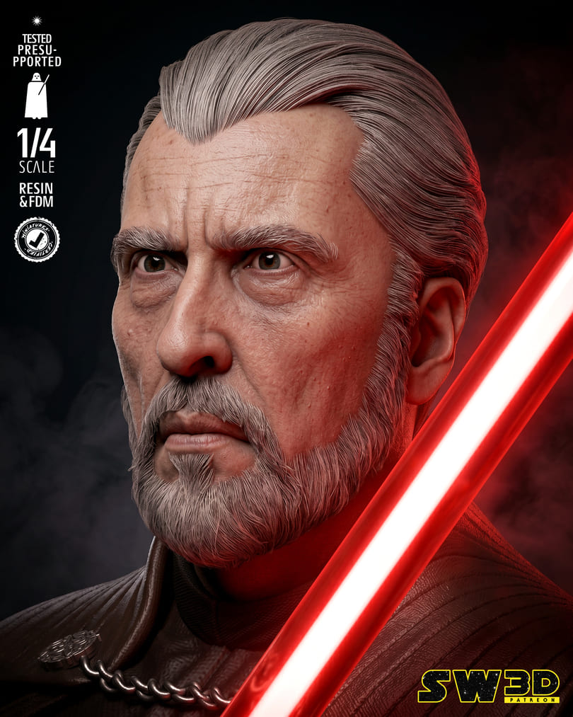 Count Dooku Sculpture and Bust Model Pack (2 Models) - Image 11