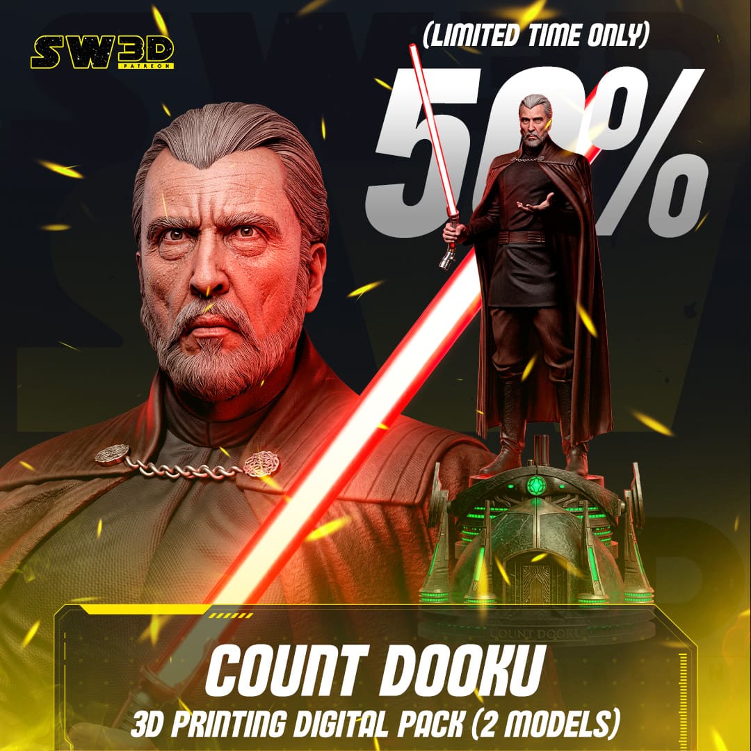 Count Dooku Sculpture and Bust Model Pack (2 Models) - Image 12