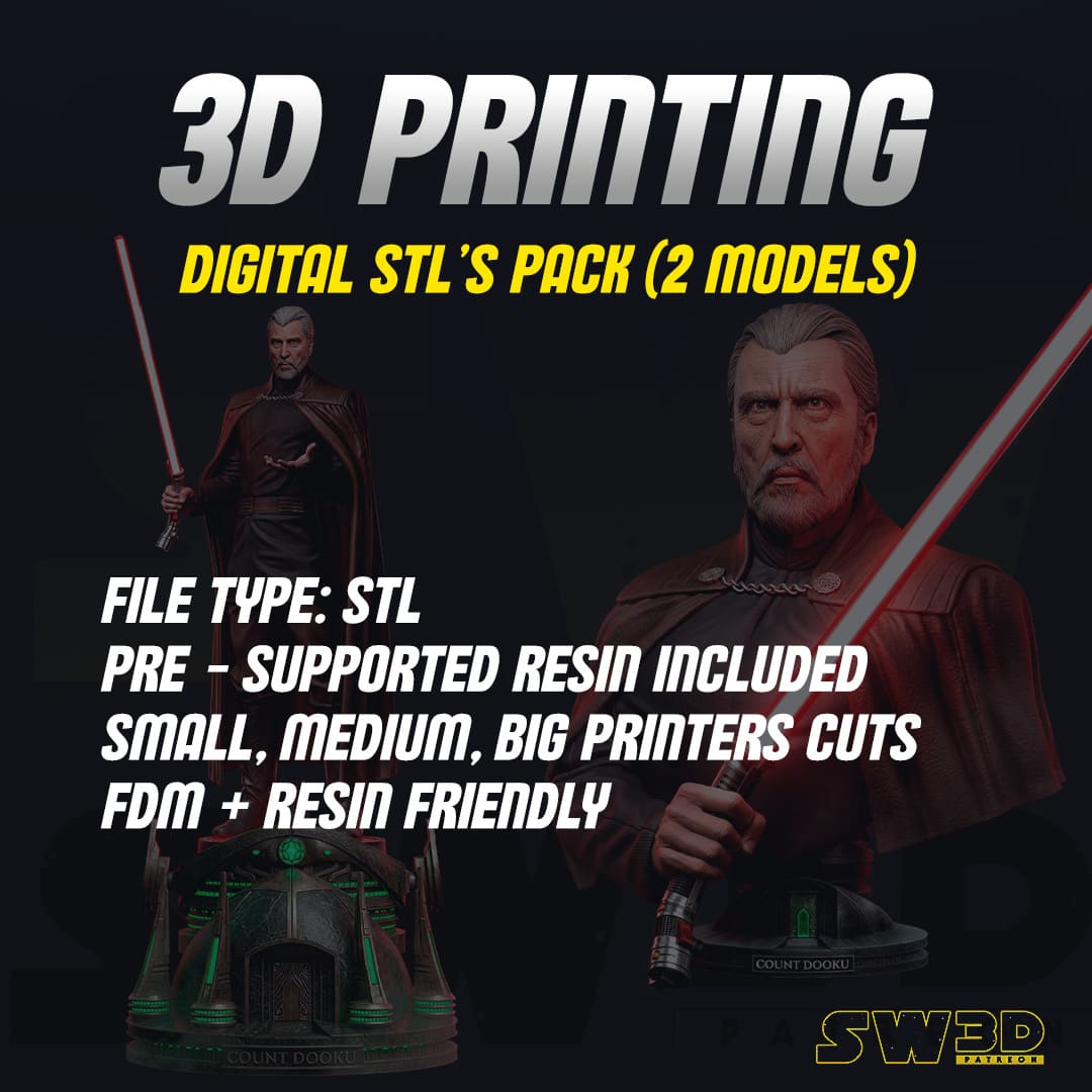 Count Dooku Sculpture and Bust Model Pack (2 Models) - Image 2
