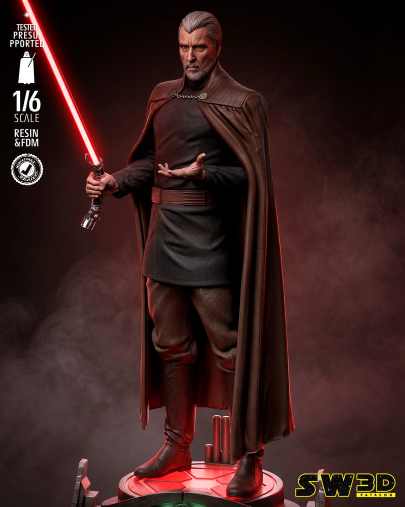 Count Dooku Sculpture and Bust Model Pack (2 Models) - Image 4