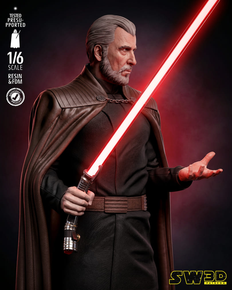 Count Dooku Sculpture and Bust Model Pack (2 Models) - Image 5