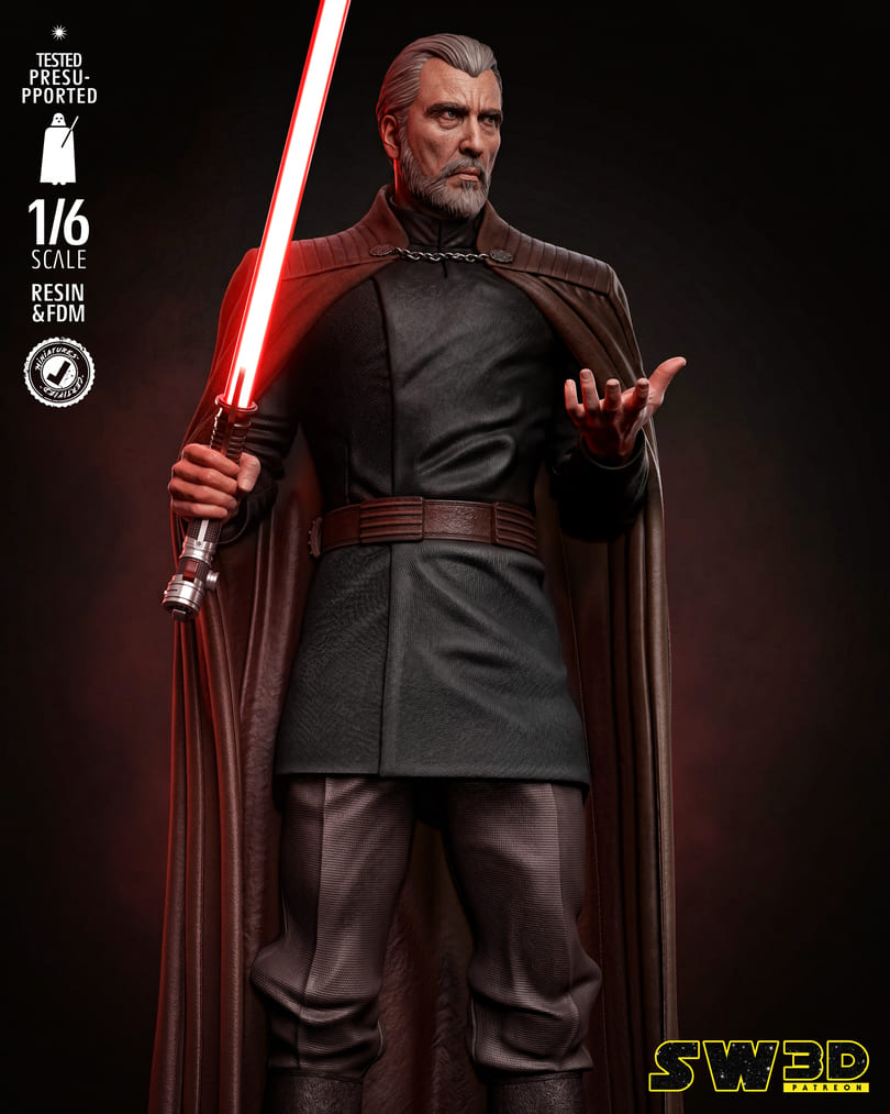 Count Dooku Sculpture and Bust Model Pack (2 Models) - Image 6