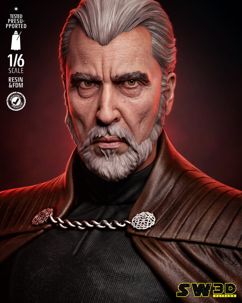 Count Dooku Sculpture and Bust Model Pack (2 Models) - Image 7