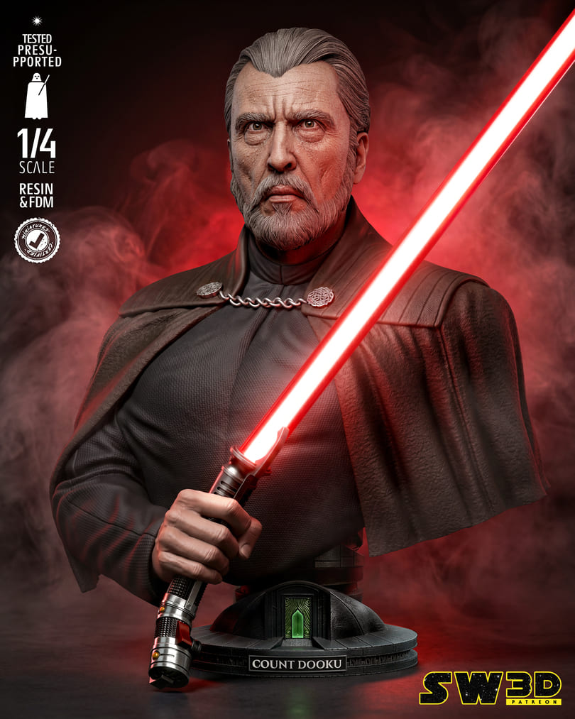 Count Dooku Sculpture and Bust Model Pack (2 Models) - Image 9